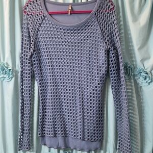 Pete Collection  Womens 2fer Crocheted Open Knit Lined Long Sleeve Sweater Sz L